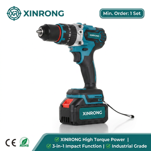 Perceuse à percussion <span class=keywords><strong>sans</strong></span> <span class=keywords><strong>fil</strong></span> XINRONG 21V à vitesse variable, 80 Nm, <span class=keywords><strong>sans</strong></span> balais, perceuse-<span class=keywords><strong>visseuse</strong></span> 3-en-1, mandrin métallique 13 mm, 2 batteries 4,0 Ah - Product Image 1