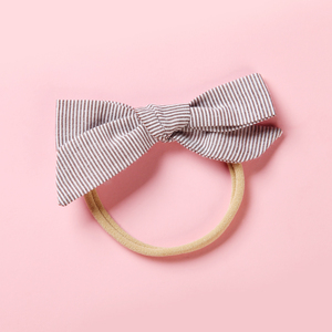 Fondo hermoso <span class=keywords><strong>y</strong></span> de moda de algodón cáñamo tejidos diadema raya horizontal bowknot cinta para bebé - Product Image 4