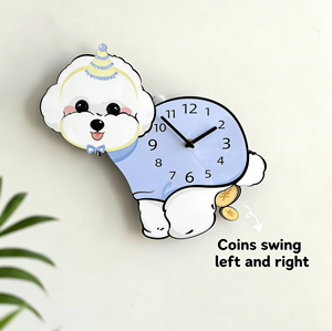 Orologio <span class=keywords><strong>da</strong></span> <span class=keywords><strong>Parete</strong></span> Analogico al Quarzo con Lancette Silenziose, Design Cucciolo Carino, per Soggiorno - Product Image 3