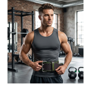 Boucle de ceinture de musculation en cuir de vachette robuste et personnalisée de haute qualité pour le fitness, la musculation et l'haltérophilie, avec design respirant et antidérapant - Product Image 1