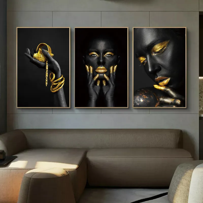 Fashion Wall Poster Canvas Print Light Luxury Painting African American Wall Art Wholesale