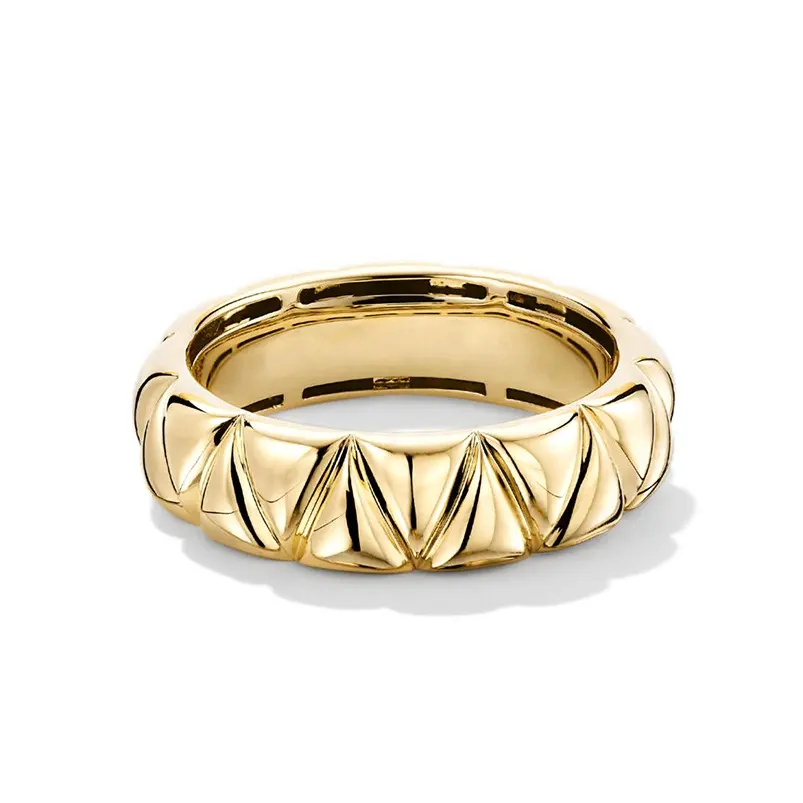 Gemnel Statement 925 Sterling Zilveren Minimalistische 18K Vergulde Aangepaste Logo Handgemaakte Pyra Ring