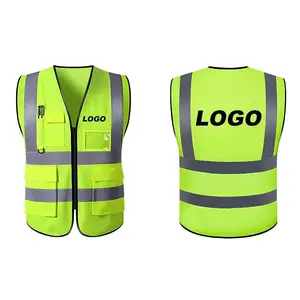 Giubbotto riflettente di alta qualità di sicurezza stradale gilet di emergenza con Logo personalizzato ad alta visibilità gilet da lavoro ad alta sicurezza da uomo