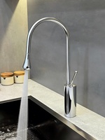 Robinet de cuisine minimaliste en laiton pour évier îlot, avec douchette extractible, pivotant, pour eau chaude et froide, idéal pour le lavage des légumes