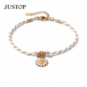 สร้อยข้อมือเชือกแบบปรับได้ยอดนิยมสำหรับหนุ่มสาวทำด้วยมือมีโซ่ที่ไม่ทำให้เสื่อมเสียและมีน้ำมันเป็นของขวัญสำหรับคู่รัก - Product Image 5