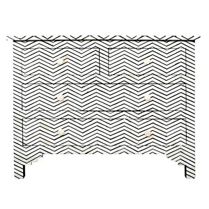 Bone Inlay <b>Chest</b> 4 Drawer Chevron Pattern Orange Color Living Room Bone Inlay Furniture From India by Quality Handicrafts - Product Image 1