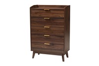 Vente en gros d'ensemble de 3 pièces de chambre à coucher en noyer du milieu du siècle avec commode, coffre, table de chevet, poignées en métal minces, meubles de rangement