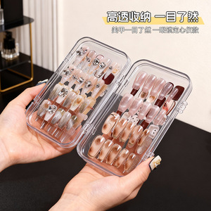 Plastic Transparent Tri Fold Nail Art <b>Box</b> With Lid <b>Stackable</b> Desktop <b>Storage</b> Organizer For Nail Salon Display Cabinet - Product Image 5