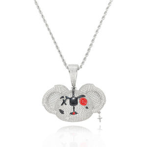 HIgh Demand Cute Cartoon Mouse Pendant With Red Button Rhinestone <b>Iced</b> <b>Out</b> 925 Silver <b>Chain</b> Unisex Everyday Wear Jewelry - Product Image 6