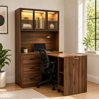 Bureau d'écriture moderne et contemporain, pliable, portable, avec armoire – MDF mélaminé durable, gain de place, écologique, extensible