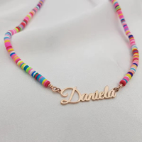Collier ajustable en acier inoxydable avec perles en argile polymère, bijoux personnalisés à maillons pour fêtes, livraison directe