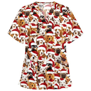 Conjunto de uniforme de Hospital para enfermera, estampado navideño, promoción de vacaciones - Product Image 1