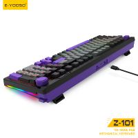 Clavier de jeu mécanique RGB E-YOOSO 100 touches, trois modes, à montage Gasket, touches PBT, bouton rotatif, Bluetooth, 2.4G, USB-C