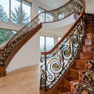 Canada High End Curved Iron <strong>Railing</strong> <strong>Decorative</strong> Wrought Iron Indoor Stair <strong>Railings</strong>/iron Rails - Product Image 1