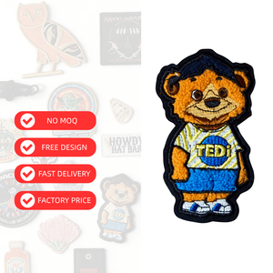 Parche de Chenilla con Diseño de Oso de Dibujos Animados, Sin Pedido Mínimo, Diseño Personalizado, Parche Bordado Termoadhesivo <span class=keywords><strong>TEDI</strong></span> para Ropa - Product Image 1