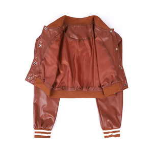 Giacca da <span class=keywords><strong>donna</strong></span> alla moda <span class=keywords><strong>in</strong></span> <span class=keywords><strong>pelle</strong></span> sintetica cappotto corto Casual con motivo Blazer <span class=keywords><strong>in</strong></span> tessuto sottile stile autunno stagione autunnale - Product Image 3