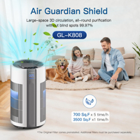 Désodorisant d'air pour la maison en gros avec ioniseur de haute qualité, stérilisation UV, filtre HEPA, purificateurs d'air Tuya pour animaux de compagnie (en option)