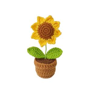 Tournesols et tulipes au crochet faits à la main, <span class=keywords><strong>mini</strong></span>-plante <span class=keywords><strong>en</strong></span> <span class=keywords><strong>pot</strong></span>, décoration d'intérieur, cadeaux pour la Saint-Valentin, Noël, fleur au crochet, <span class=keywords><strong>tournesol</strong></span> - Product Image 4