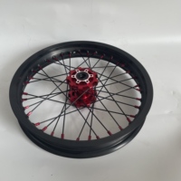 Kit de jantes à rayons droits robustes noires 19x1.4 avant 16x2.15 arrière avec moyeu et nipples rouges pour Surron Light Bee Pièces tout-terrain
