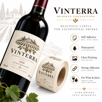 Étiquettes personnalisées de haute qualité pour bouteilles de vin rouge, avant et arrière, avec logo, art, texte, papier texturé, autocollants dorés, imperméables, résistants aux UV, en coton
