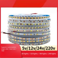 Bande lumineuse LED 2835 5V/12V/24V, bande lumineuse LED autocollante