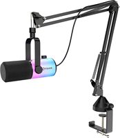 Microphone dynamique FDUCE avec éclairage RGB, cardioïde, kit USB/XLR pour podcast avec bras articulé |   Gaming Living Sing