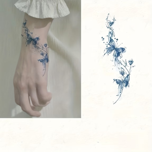 สติกเกอร์รอย<span class=keywords><strong>สัก</strong></span>ชั่วคราวรูปผีเสื้อสีฟ้า ดีไซน์หลากสีสันสำหรับข้อมือและกระดูกไหปลาร้าสำหรับศิลปะบนร่างกายประจำวันของผู้หญิง <span class=keywords><strong>รูป</strong></span>ทรงสี่เหลี่ยม - Product Image 6