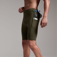 Short de compression tricoté multi-poches pour homme, coupe courte, haute élasticité, pour l'entraînement cycliste, le marathon, le fitness et la course sportive