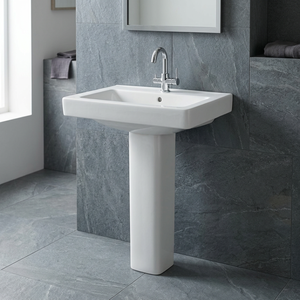 Vistaar Colorful Printed Square Ceramic Pedestal Wash Basin Elegant Modern Bathroom Lavabo - Product Image 3