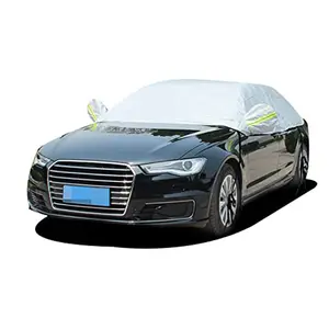 Hochwertige Outdoor-Auto-Dekoration 210D 300D Auto-Dekoration UV-Schutz wasserdichte Auto-Halbdeckung mit spiegeltasche