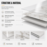Panneau mural en PVC marbré UV de luxe, fourni directement par l'usine PM, pour la décoration intérieure des murs, pour la salle à manger, l'hôpital, en plastique imperméable