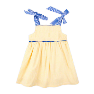 Estate striscia gialla Seersucker bambina Set corto <span class=keywords><strong>per</strong></span> bambini <span class=keywords><strong>vestiti</strong></span> abbinati su misura di cotone bambino vestito <span class=keywords><strong>per</strong></span> le ragazze - Product Image 6