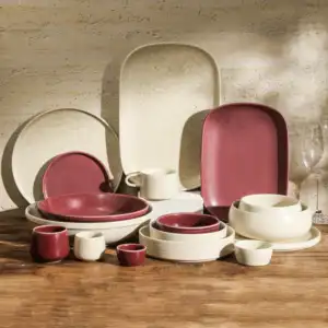 Popüler flecks tasarım beyaz nordic vintage sofra kumtaşın tabaklar set seramik kupa modern yemek setleri