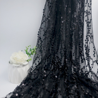 Tissu en maille polyester brodé de sequins irréguliers de luxe, tulle cascade scintillant pour robe de soirée, robe de mariée, vente en gros