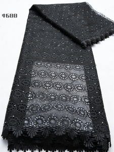 Tessuto in <span class=keywords><strong>pizzo</strong></span> guipure <span class=keywords><strong>nero</strong></span> africano Kalume 4688, solubile in acqua, con ricamo traforato, per Abaya, abito da donna musulmana - Product Image 6