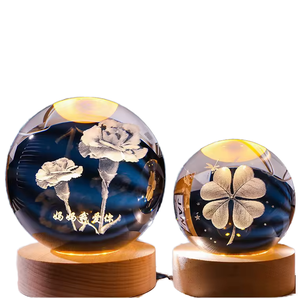 Cina all'ingrosso <span class=keywords><strong>3D</strong></span> Design moderno luce calda lampada da tavolo a sfera di cristallo con Base a LED prezzo ragionevole dall'industria - Product Image 3