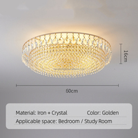 Plafonnier LED KangDuo de luxe glamour en cristal K9, base en fer, design moderne, alimentation CA, garantie 3 ans, pour chambres, lumière chaude 3500K