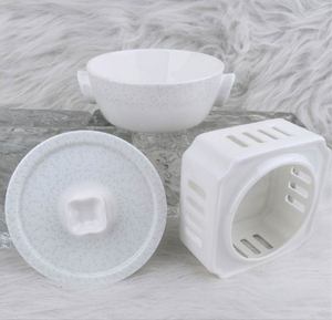 Casserole individuelle en porcelaine de qualité hôtelière avec couvercle et soucoupe, motif floral délicat, bordure dorée fine, bol de service pour soupe - Product Image 6