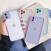 Étui de téléphone antichoc coloré avec bouton mat en PC TPU Protection de l'appareil photo pour iPhone 15 14 13 12 11 Pro Max XS Max XR