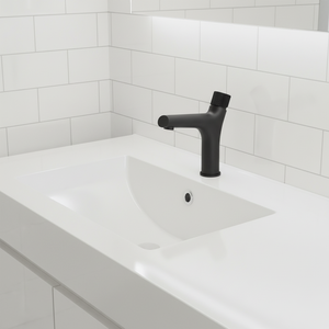 Robinet contemporain en laiton Durable à poignée unique, mitigeur d'<span class=keywords><strong>eau</strong></span> noire monté sur le pont, robinets de lavabo de salle de bains - Product Image 5