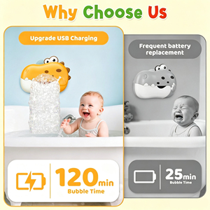 Juguetes de Baño para Bebés, Máquina de Burbujas de Baño Recargable con Forma de Dinosaurio y Música, Juguetes de <span class=keywords><strong>Bañera</strong></span> para Niños Pequeños, Generador de Burbujas para Niños - Product Image 4
