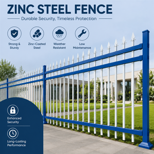 Pannello <span class=keywords><strong>per</strong></span> Recinzione a 3 Traverse <span class=keywords><strong>in</strong></span> Acciaio Zincato Opaco Premium Nero <span class=keywords><strong>per</strong></span> Villa Moderna Bianca, Balcone con Piscina Blu, Giardino Paesaggistico e Privacy - Product Image 2