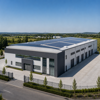 Entrepôt en structure acier solaire conforme aux normes ESG pour la construction verte, avec une forte production d'énergie photovoltaïque pour l'industrie lourde