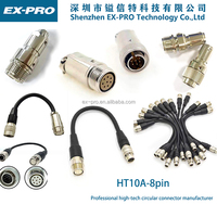 Prise mâle 8 broches TAJIMI HT10A-8PA-1, prise femelle HT10A-8SD-1, protection IP44, courant 2A, auto-bloquant Push-Pull, nickelé Fuji