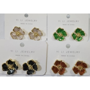 Orecchini con fiori di prugna messicana per le donne alla moda in argento bohémien gioielli di moda regalo all'ingrosso per le sue pietre principali di diamante di pera - Product Image 1