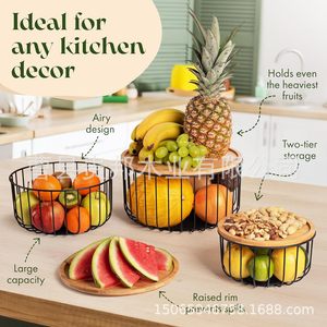 Wire Fruit <b>Basket</b> <b>Large</b> Capacity Round Standing Eco Friendly Food Container for Kitchen <b>Storage</b> - Product Image 3