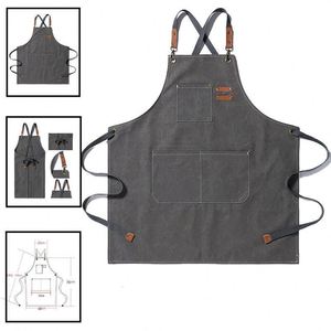 Promotional Custom Canvas Sleeveless <b>Apron</b> Thickened Waterproof Design Modern Minimalist Style for Restaurant Barbecue Workwear - Product Image 4