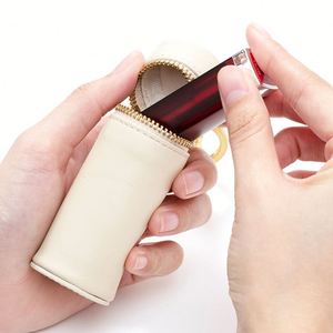 Pu Leather Zippered Holder Keychain <b>Bag</b> Charm Portable Chapstick Case Lipstick <b>Bags</b> - Product Image 6