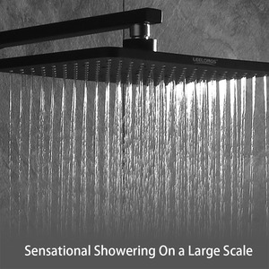 Soffione Doccia Fisso da Soffitto <span class=keywords><strong>Quadrato</strong></span> da 9 Pollici a Risparmio Idrico, Finitura Nera ad Alta Pressione con Effetto a Pioggia - Product Image 3