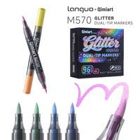 LANGUO – Lot de 96 marqueurs scintillants double pointe bicolores, stylos à paillettes double extrémité pour l'art, la peinture, le bureau et la papeterie scolaire